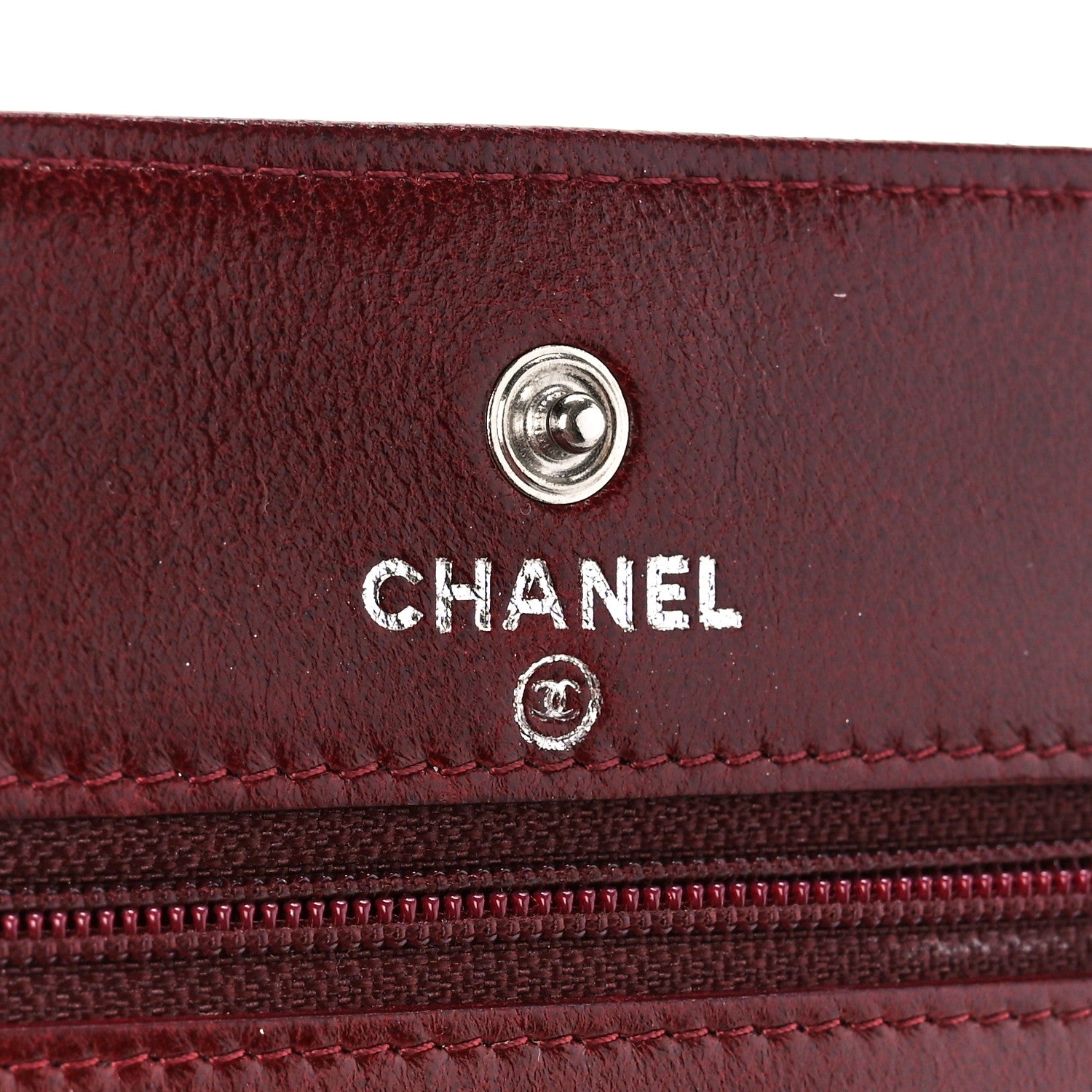 Chanel Lambskin Quilted Wallet On Chain WOC Burgundy 6 of 13