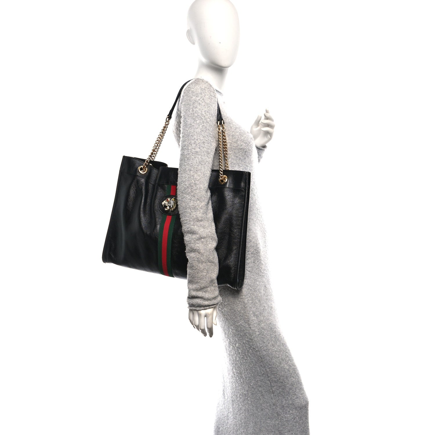 Gucci Calfskin Large Rajah Chain Tote Black 2 of 11