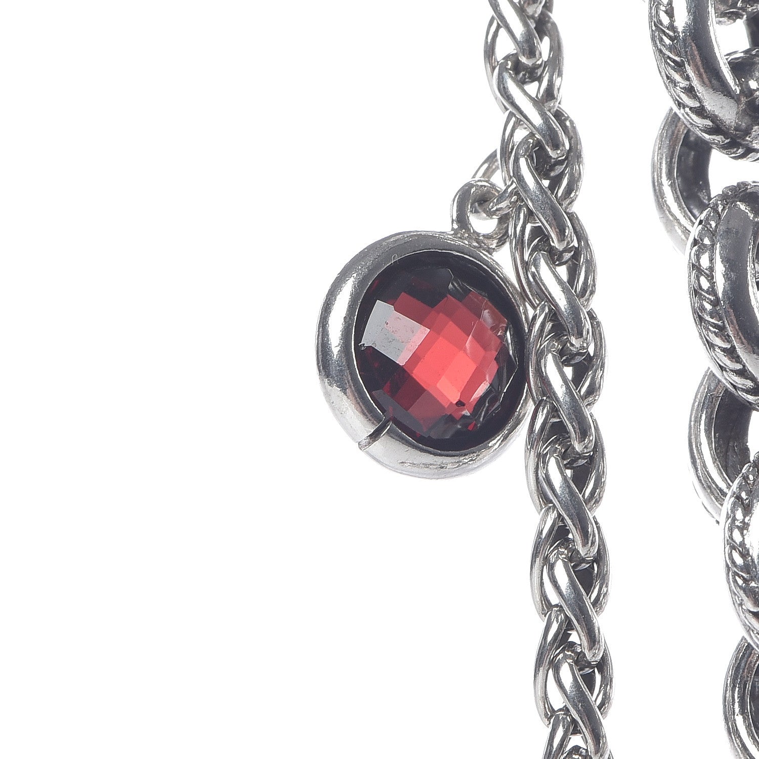 David Yurman Sterling Silver 18K Yellow Gold Garnet Carnelian Pearl Labradorite Moonstone Cable Charms Necklace 8 of 8