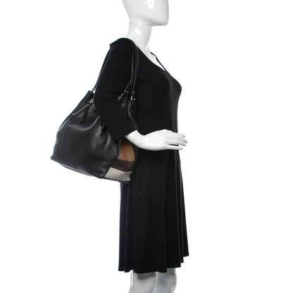 Burberry Grainy Calfskin House Check Medium Maidstone Black 2 of 9