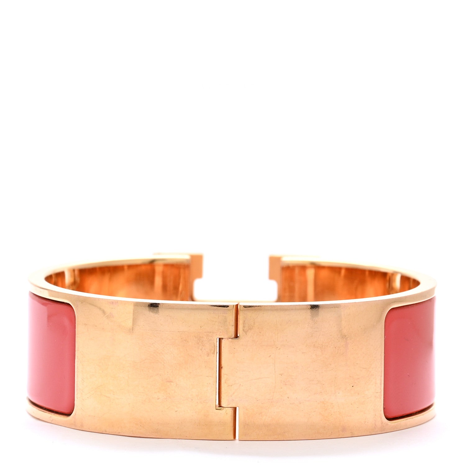 Hermes Enamel Wide Clic Clac H Bracelet GM Rouge Corail 3 of 6