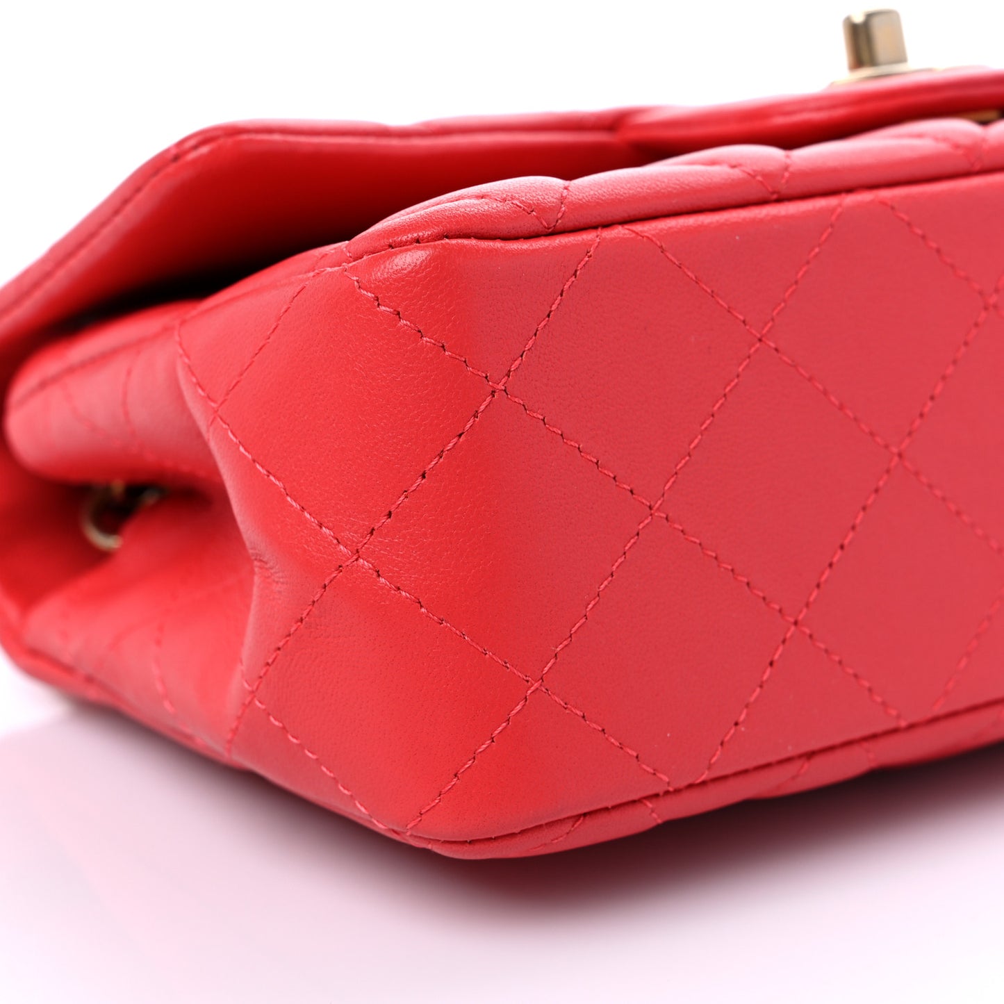 Lambskin Quilted Mini Rectangular Flap Red