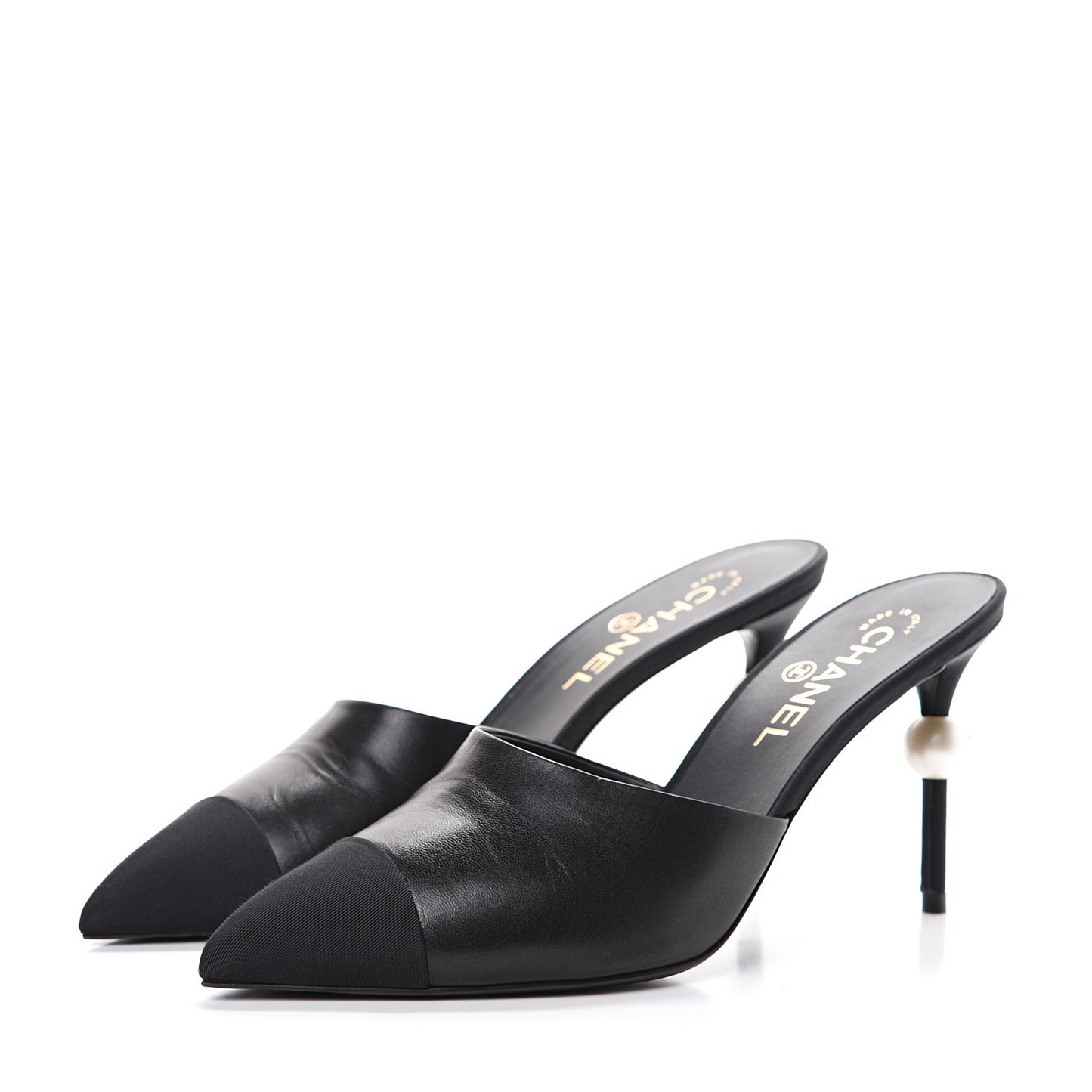 Goatskin Grosgrain Cap Toe Pearl Mule 40 Black