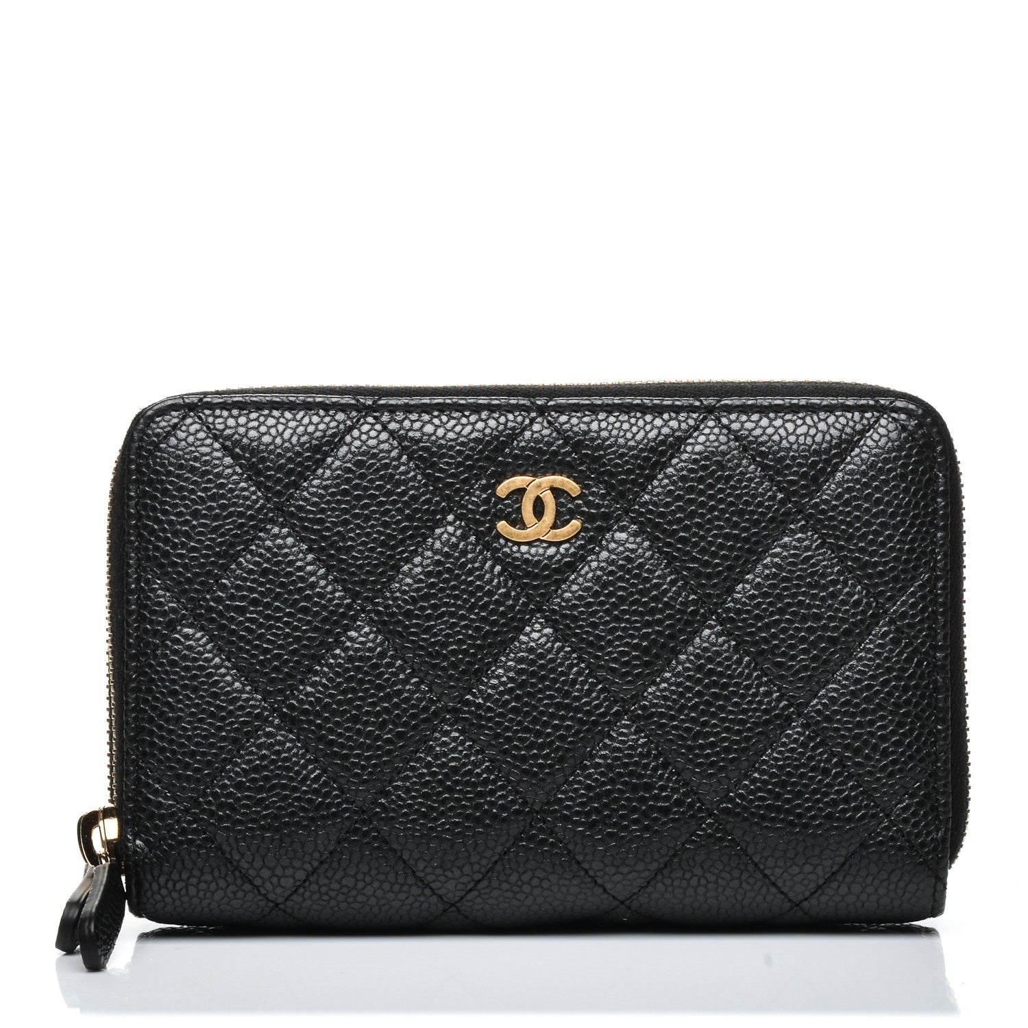 Chanel Caviar Quilted Large Gusset Double Zip Around Wallet Black 9 of 15