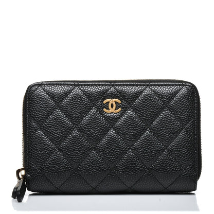 Chanel Caviar Quilted Large Gusset Double Zip Around Wallet Black 9 of 15