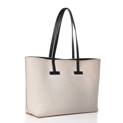 Tom Ford Canvas Calfskin T Tote Beige 3 of 17