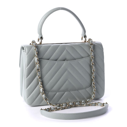 Chanel Lambskin Chevron Quilted Small Trendy CC Dual Handle Flap Bag Light Green 4 of 12
