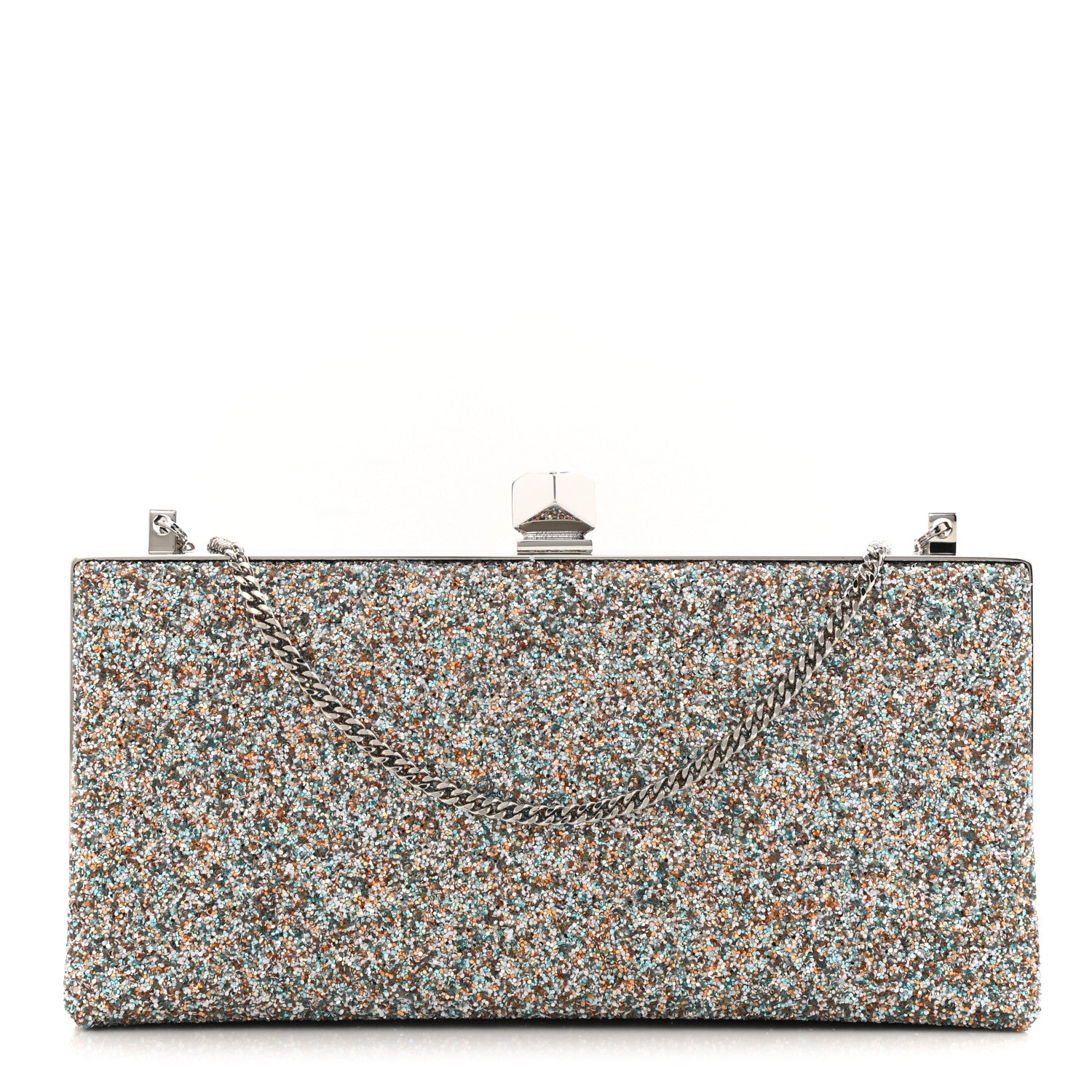 Jimmy Choo Coarse Glitter Celeste Clutch Silver Multicolor 1 of 8