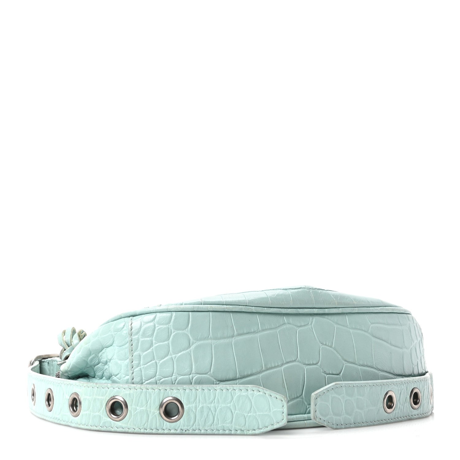 Balenciaga Extra Supple Calfskin Crocodile Embossed Le Cagole Shoulder Bag XS Green Acqua 5 of 11