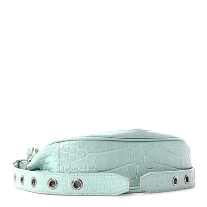 Balenciaga Extra Supple Calfskin Crocodile Embossed Le Cagole Shoulder Bag XS Green Acqua 5 of 11