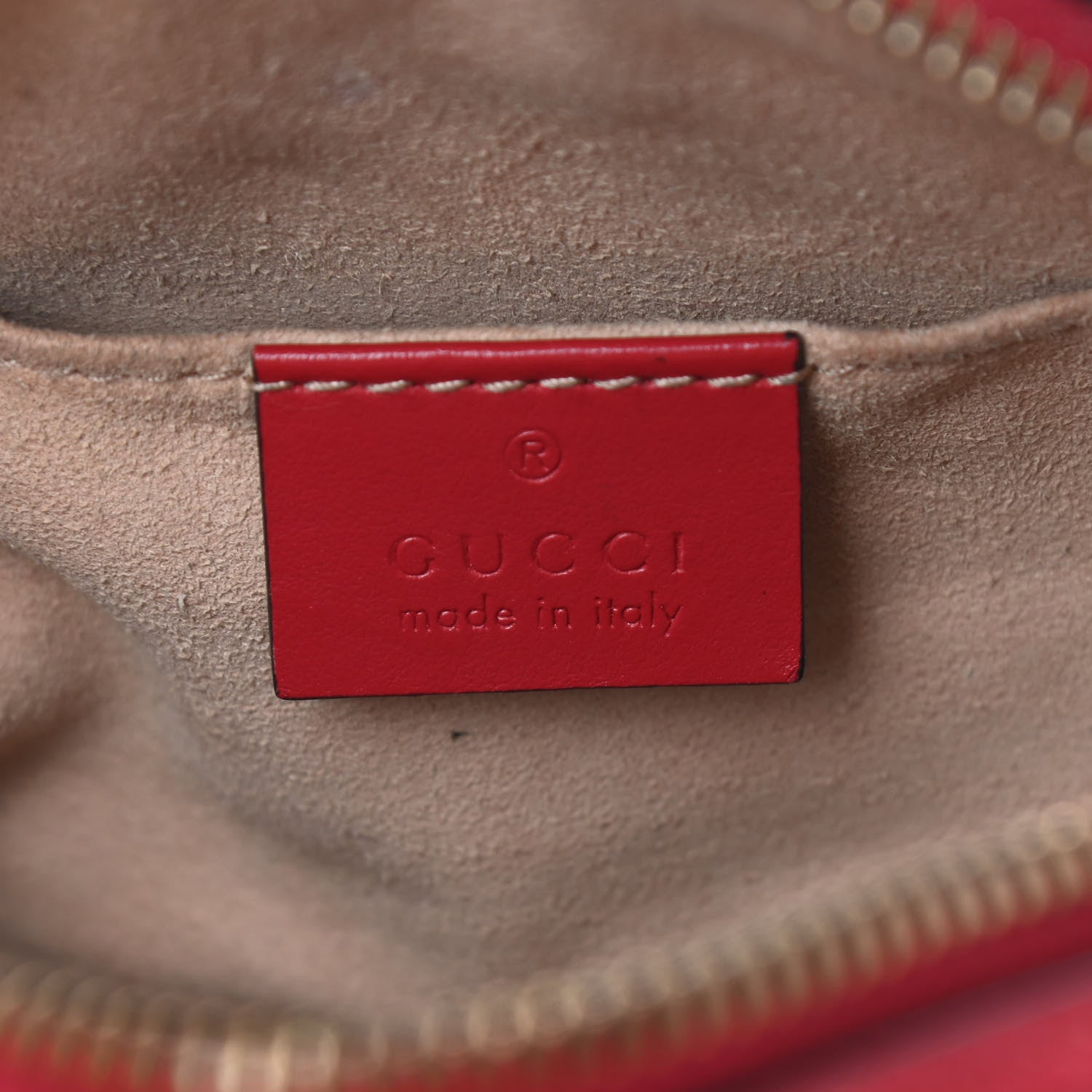 Gucci Calfskin Matelasse Mini GG Marmont Chain Shoulder Bag Hibiscus Red 7 of 8