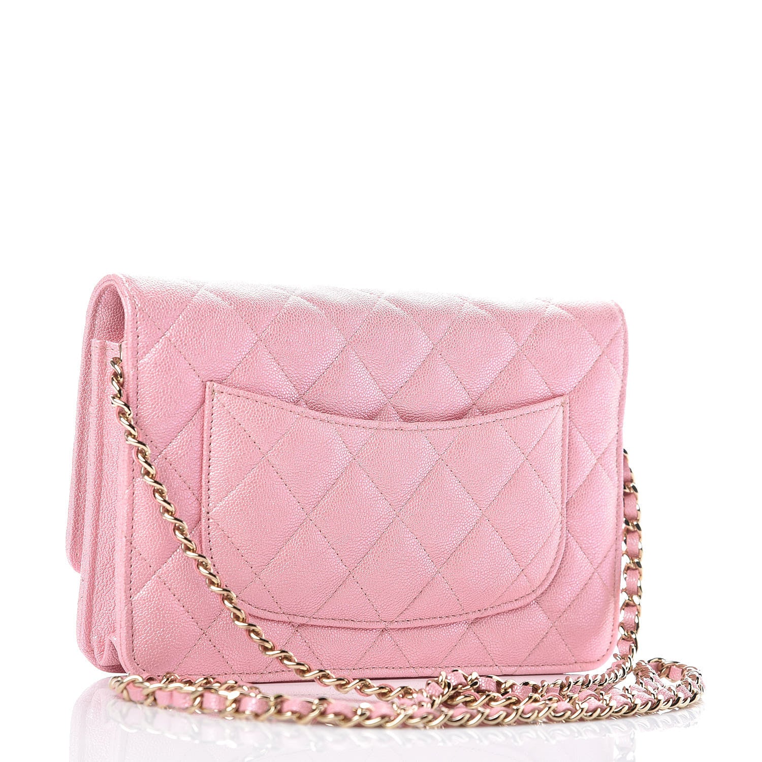 Chanel Iridescent Caviar Quilted Wallet on Chain WOC Rose Pink 3 of 11