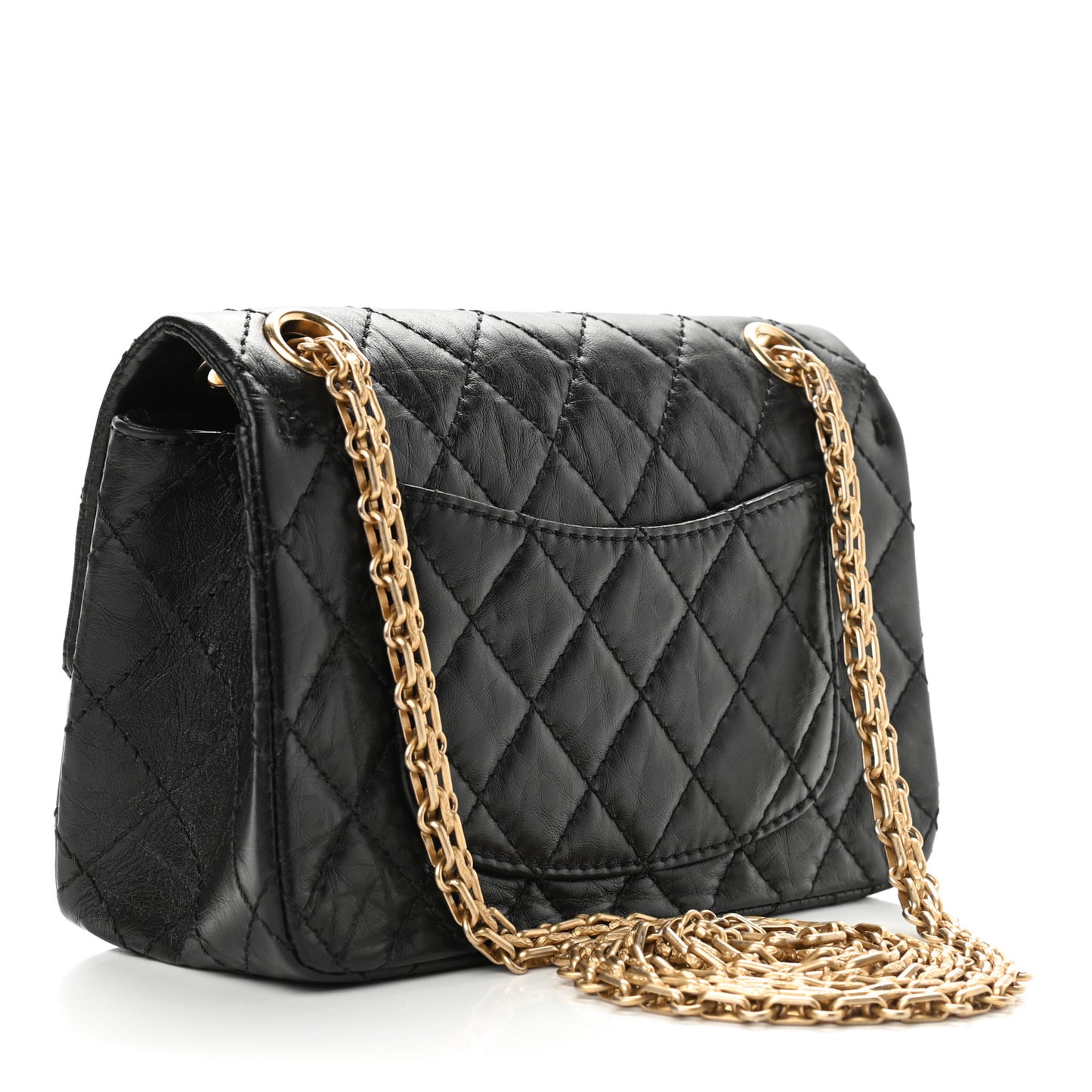 Aged Calfskin Quilted 2.55 Reissue Mini Flap Black