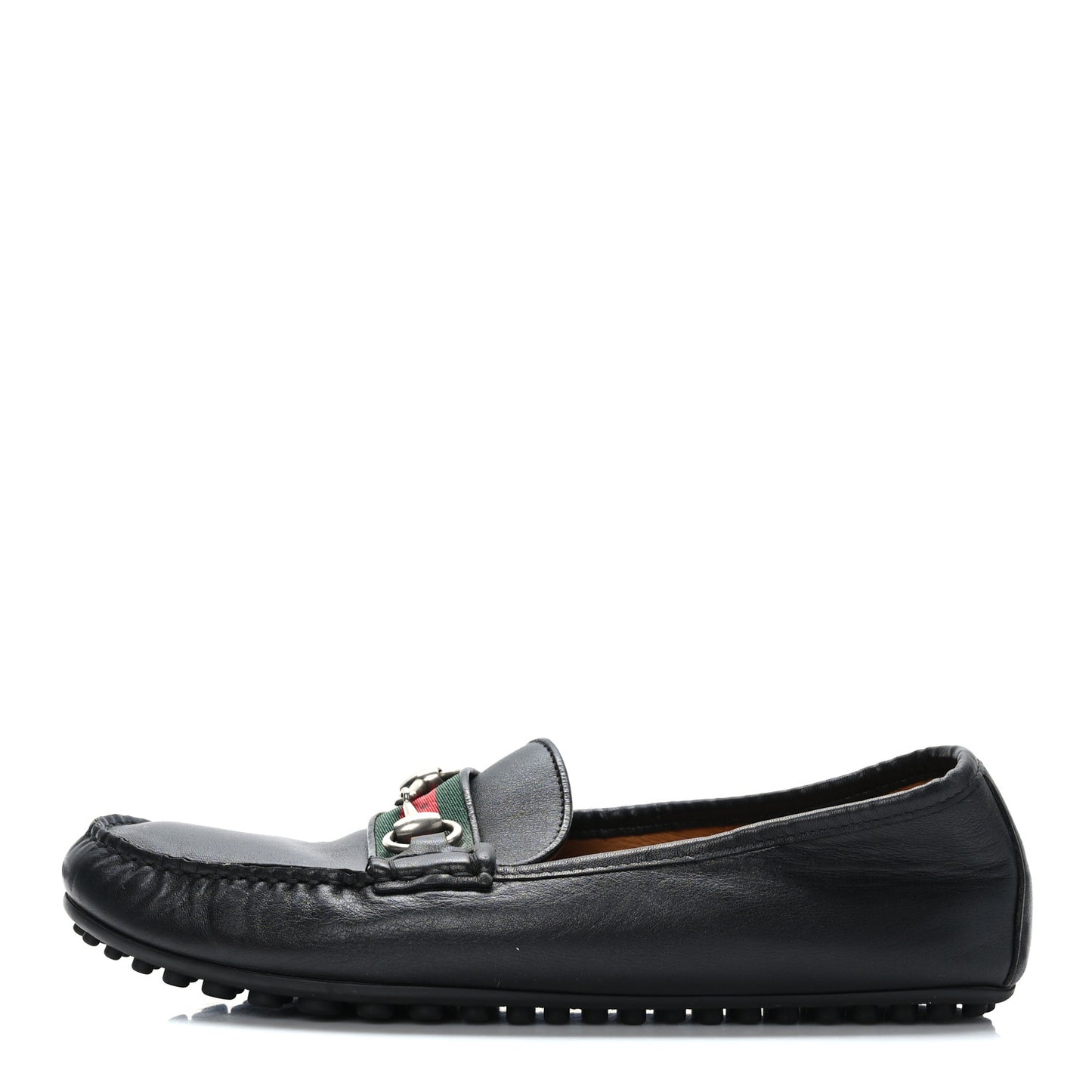 Miro Soft Calfskin Web Mens Horsebit Driver Loafers 7 Black