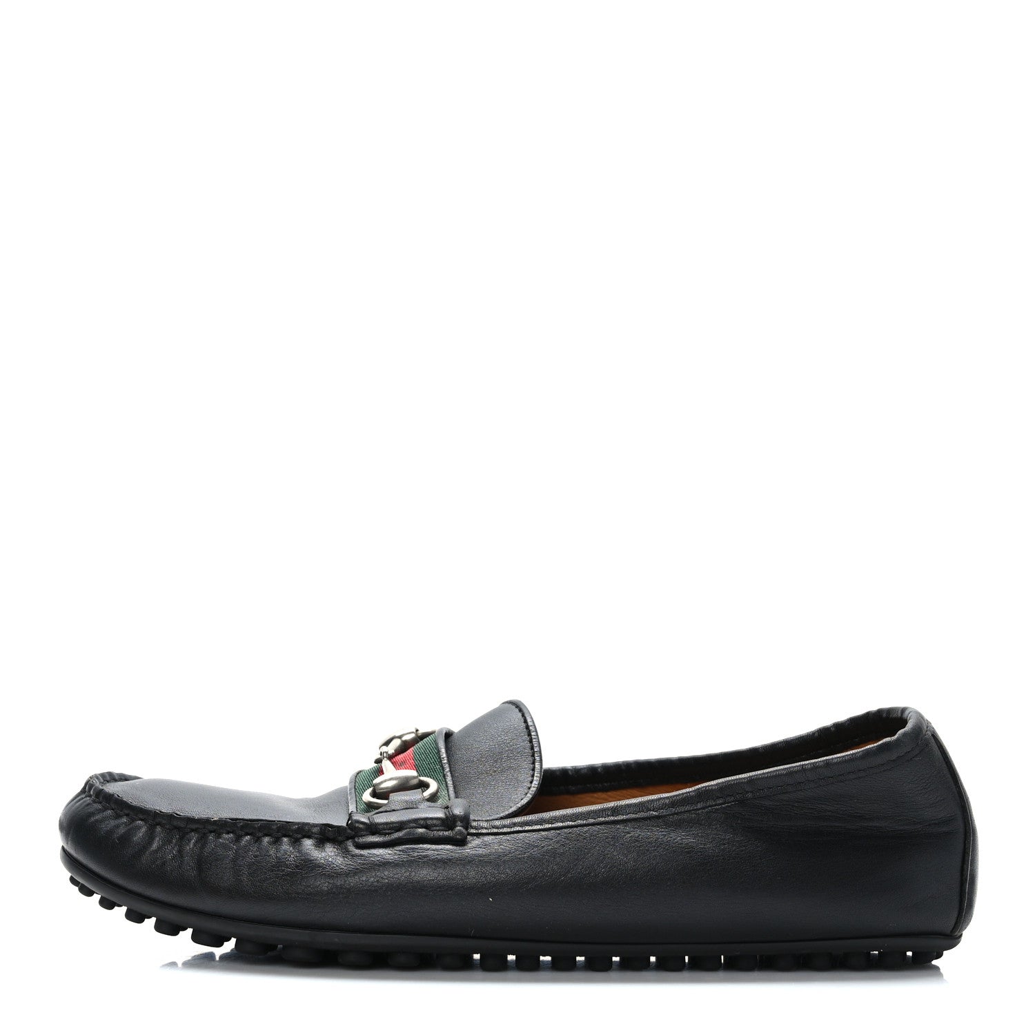Gucci Miro Soft Calfskin Web Mens Horsebit Driver Loafers 7 Black 1 of 9