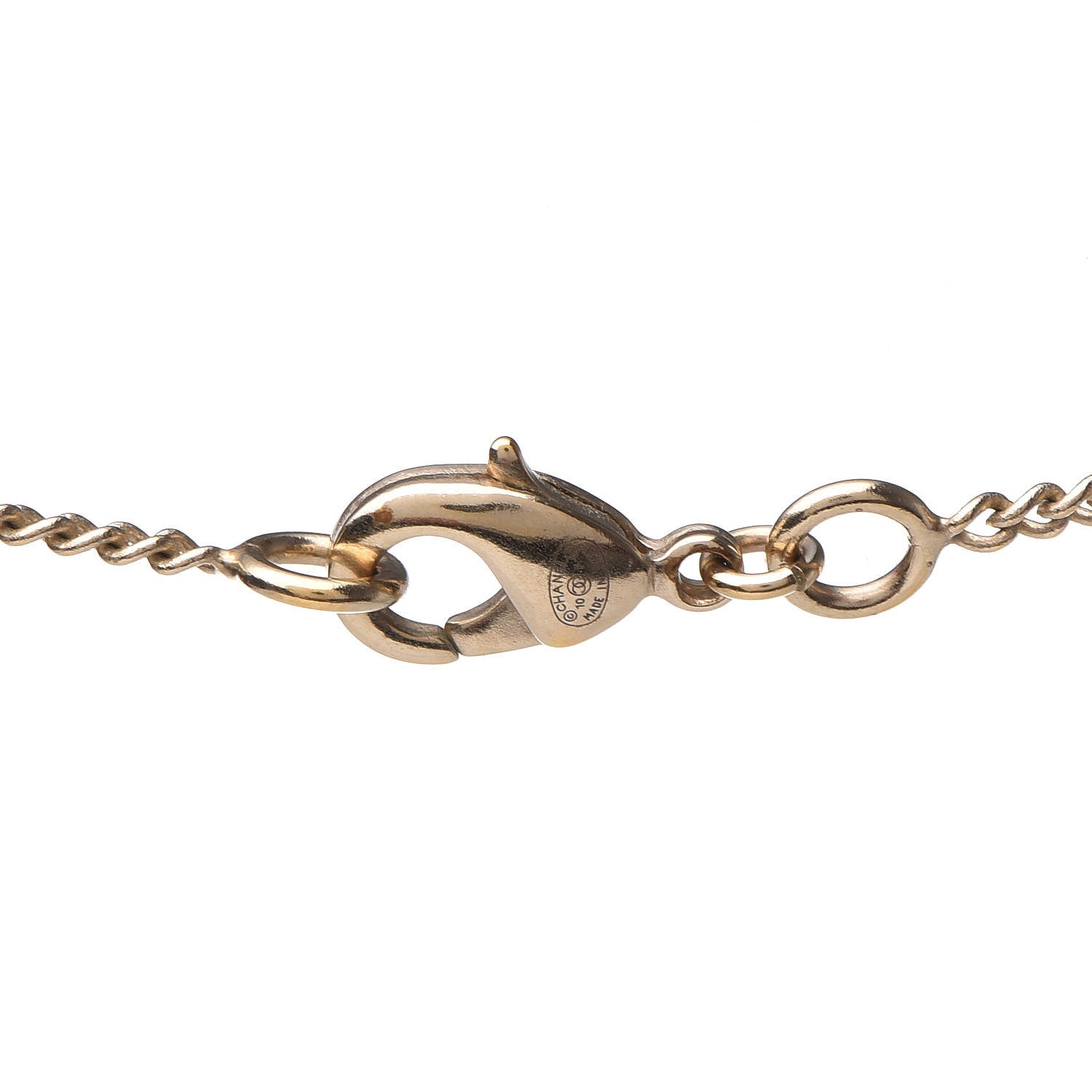 Chanel Crystal Pearl CC Drop Necklace Gold 5 of 5