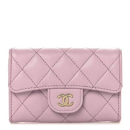 Chanel Caviar Quilted Flap Card Holder Wallet Light Pink 1 of 9