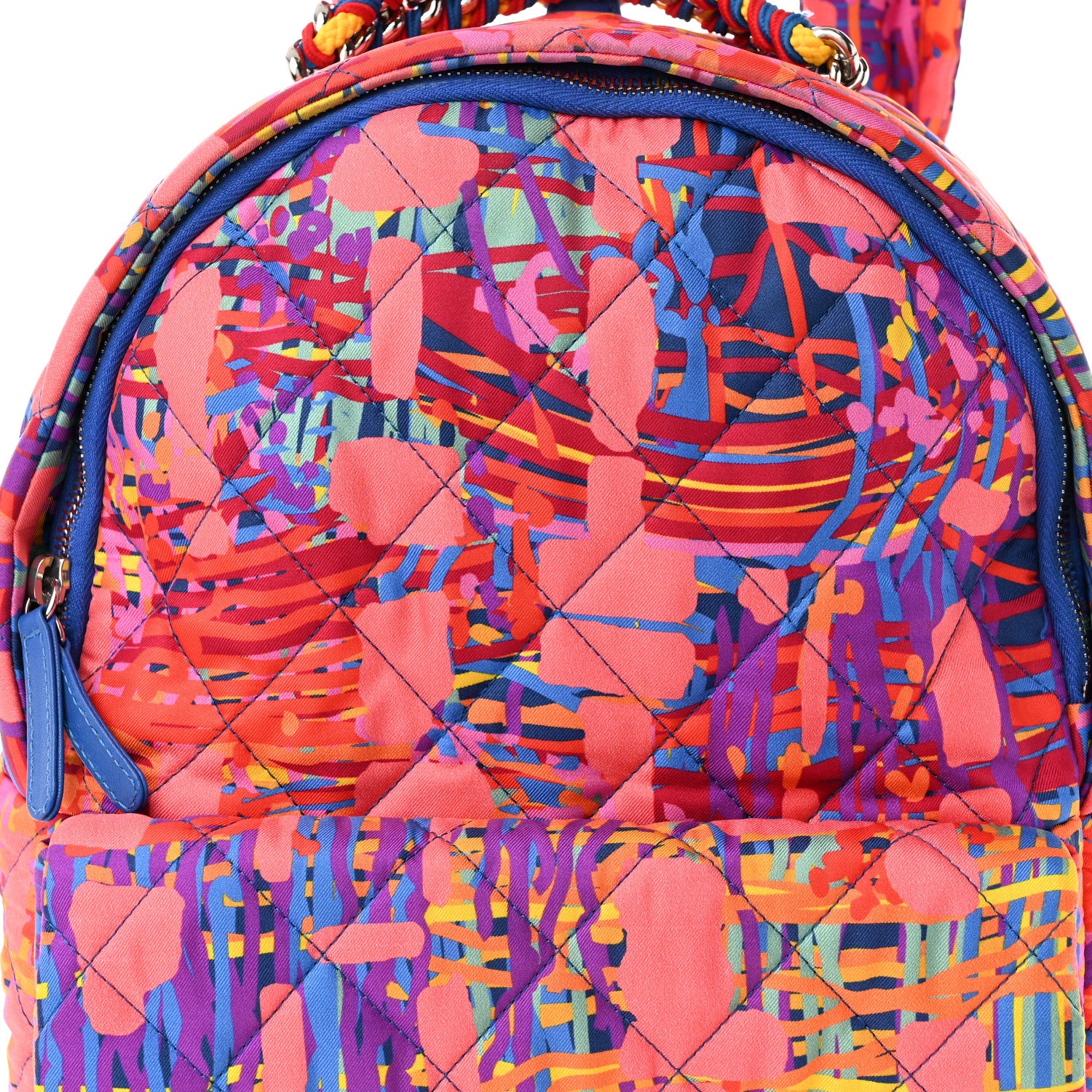 Chanel Foulard Fabric Quilted Printed Backpack Pink 8 of 12