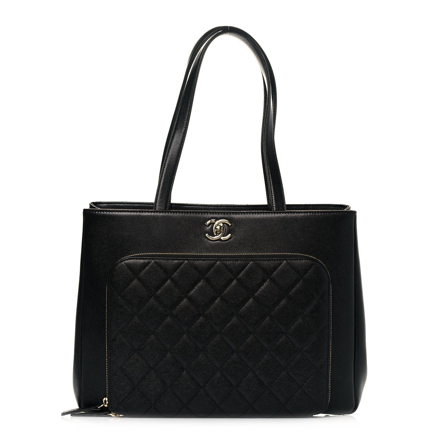 Caviar Quilted Large Business Affinity Shopping Bag Black