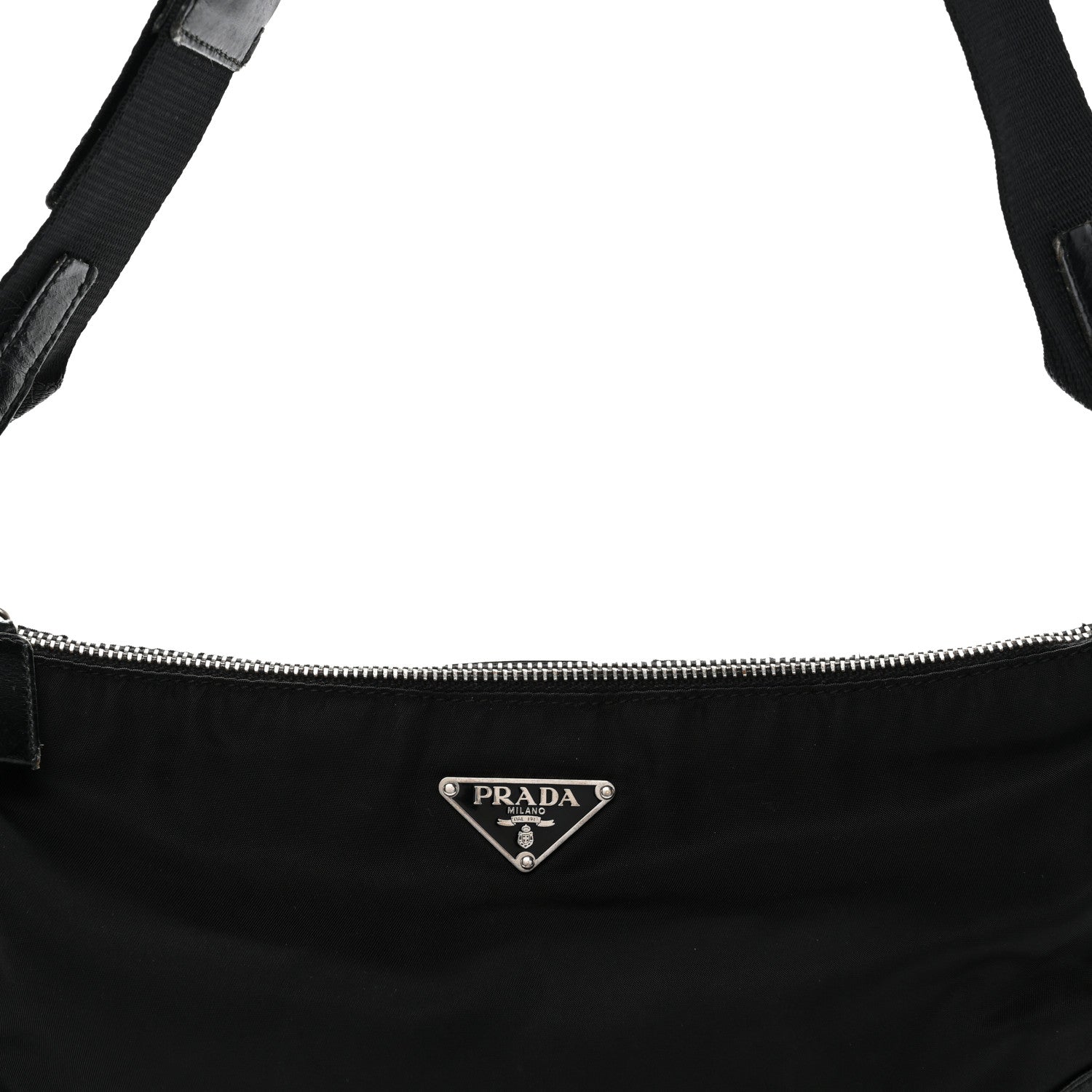 Prada Tessuto Light Nylon Soft Calf Shoulder Bag Black 7 of 14