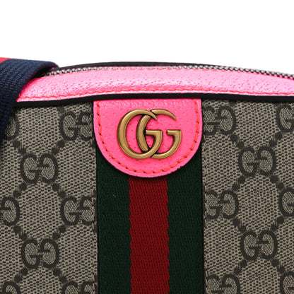 Gucci GG Supreme Monogram Textured Dollar Calfskin Web Ophidia Small Crossbody Bag Beige Ebony Fuchsia 8 of 10