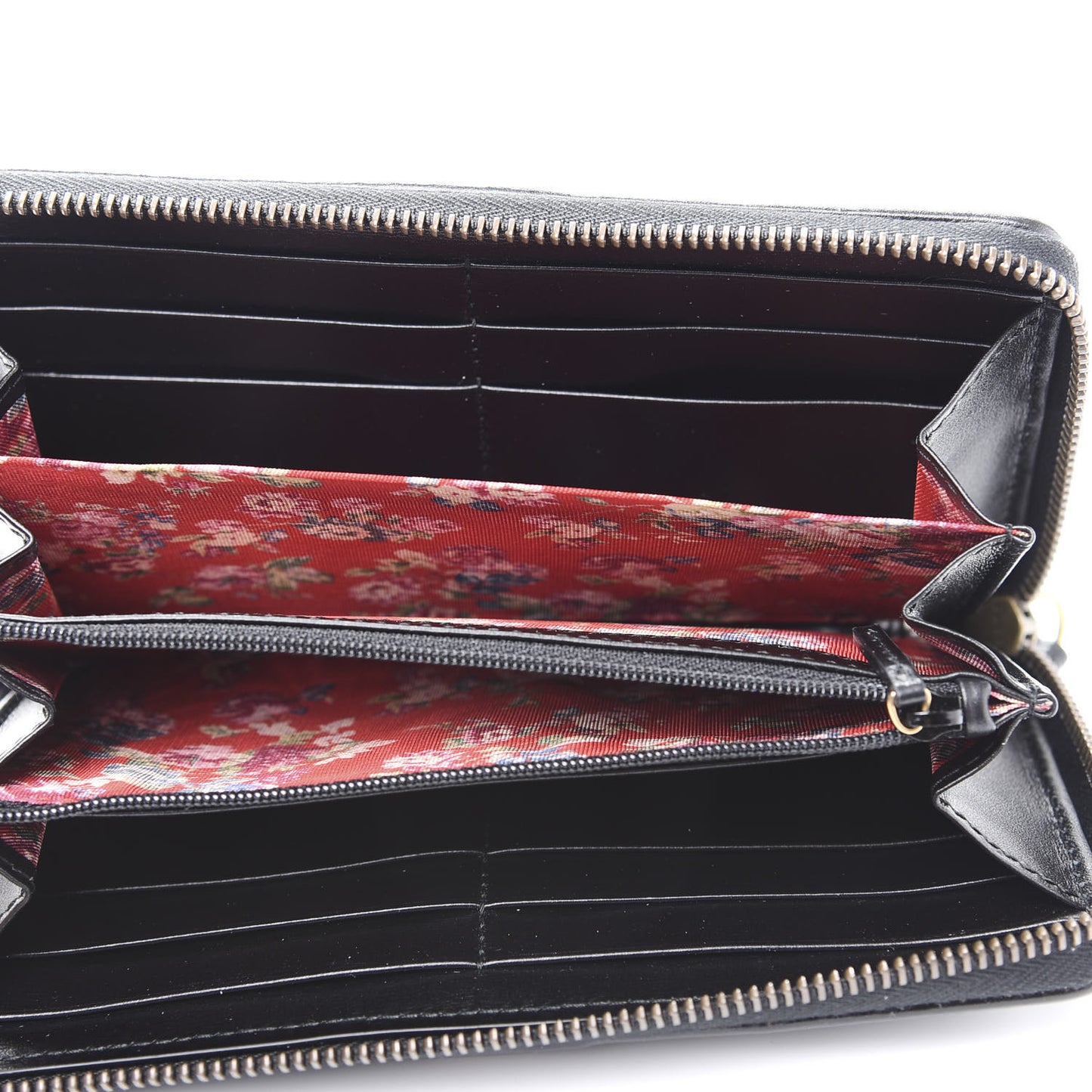 Calfskin Web Trapuntata GG Zip Around Wallet Black