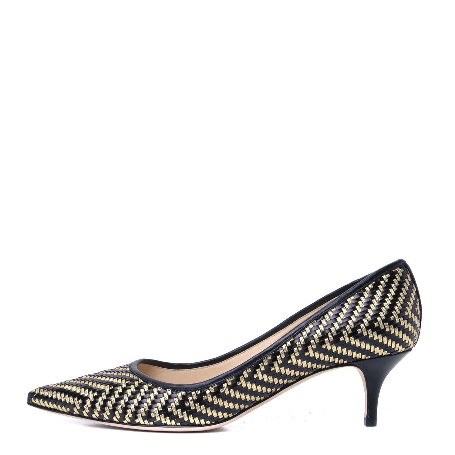 Jimmy Choo Patent Woven Aza 50 Pumps 40.5 Black Gold 1 of 4