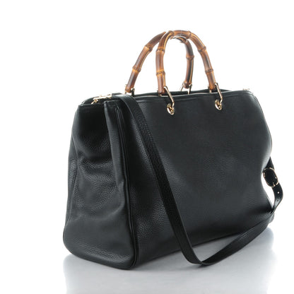 Gucci Calfskin Large Bamboo Shopper Tote Black 3 of 8