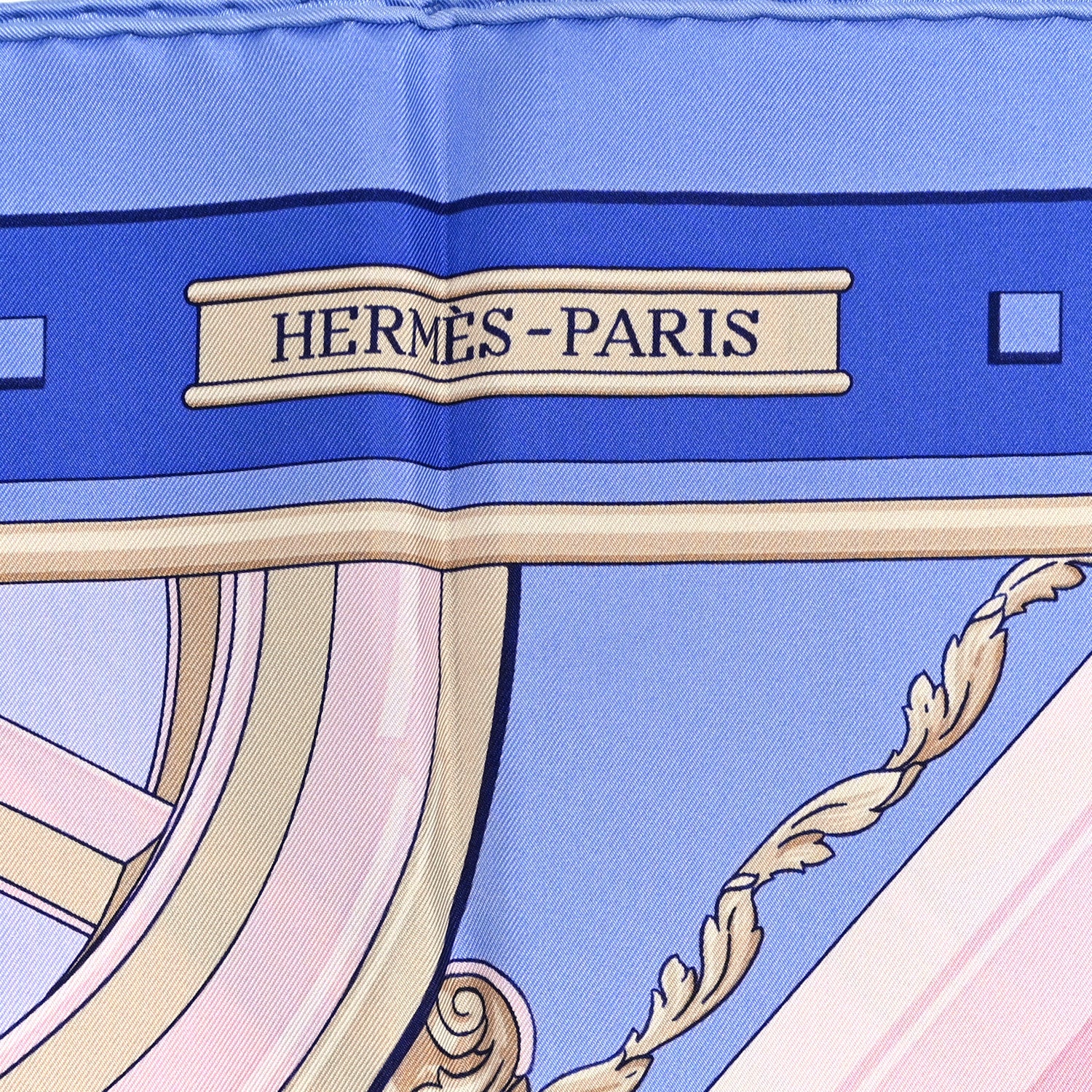 Hermes Silk Rythmes Du Monde 90 Soie Rose Bleu 2 of 3