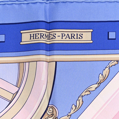 Hermes Silk Rythmes Du Monde 90 Soie Rose Bleu 2 of 3