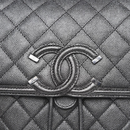 Chanel Metallic Caviar Quilted Filigree Backpack Dark Silver 10 of 11
