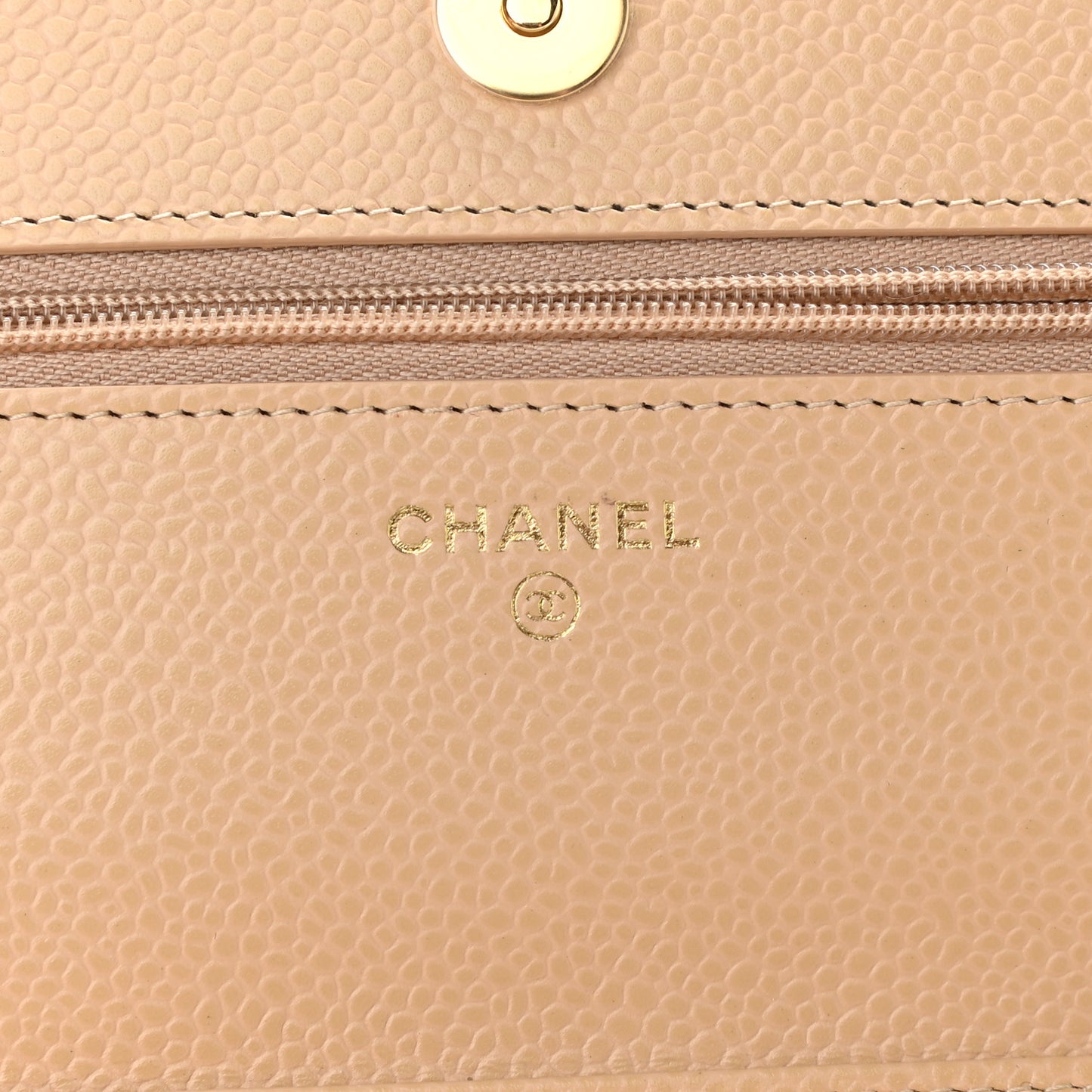 Caviar Quilted Wallet On Chain WOC Beige