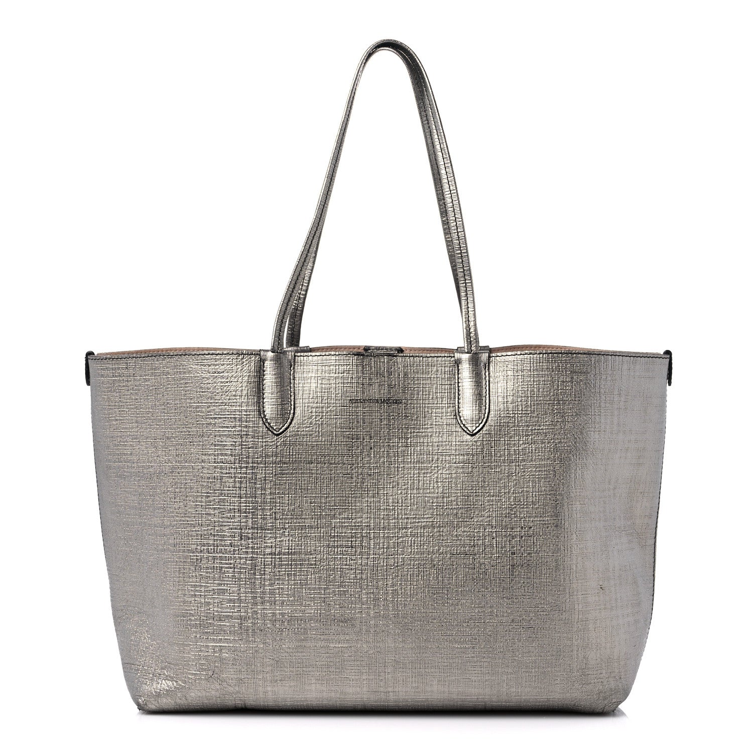 Alexander McQueen Metallic Saffiano Shopper Tote Silver 1 of 14