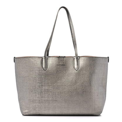 Alexander McQueen Metallic Saffiano Shopper Tote Silver 1 of 14