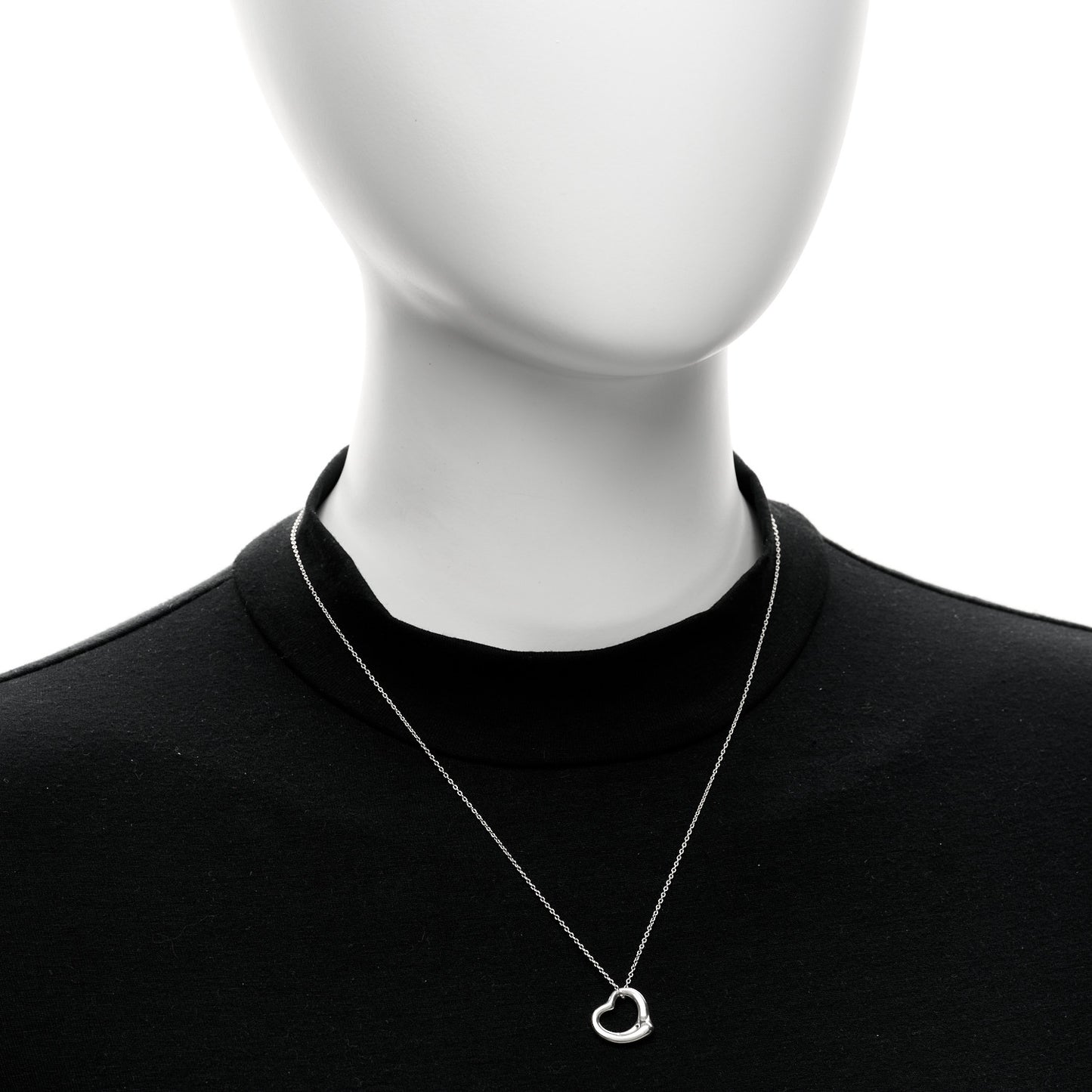 Sterling Silver 16mm Elsa Peretti Open Heart Pendant Necklace