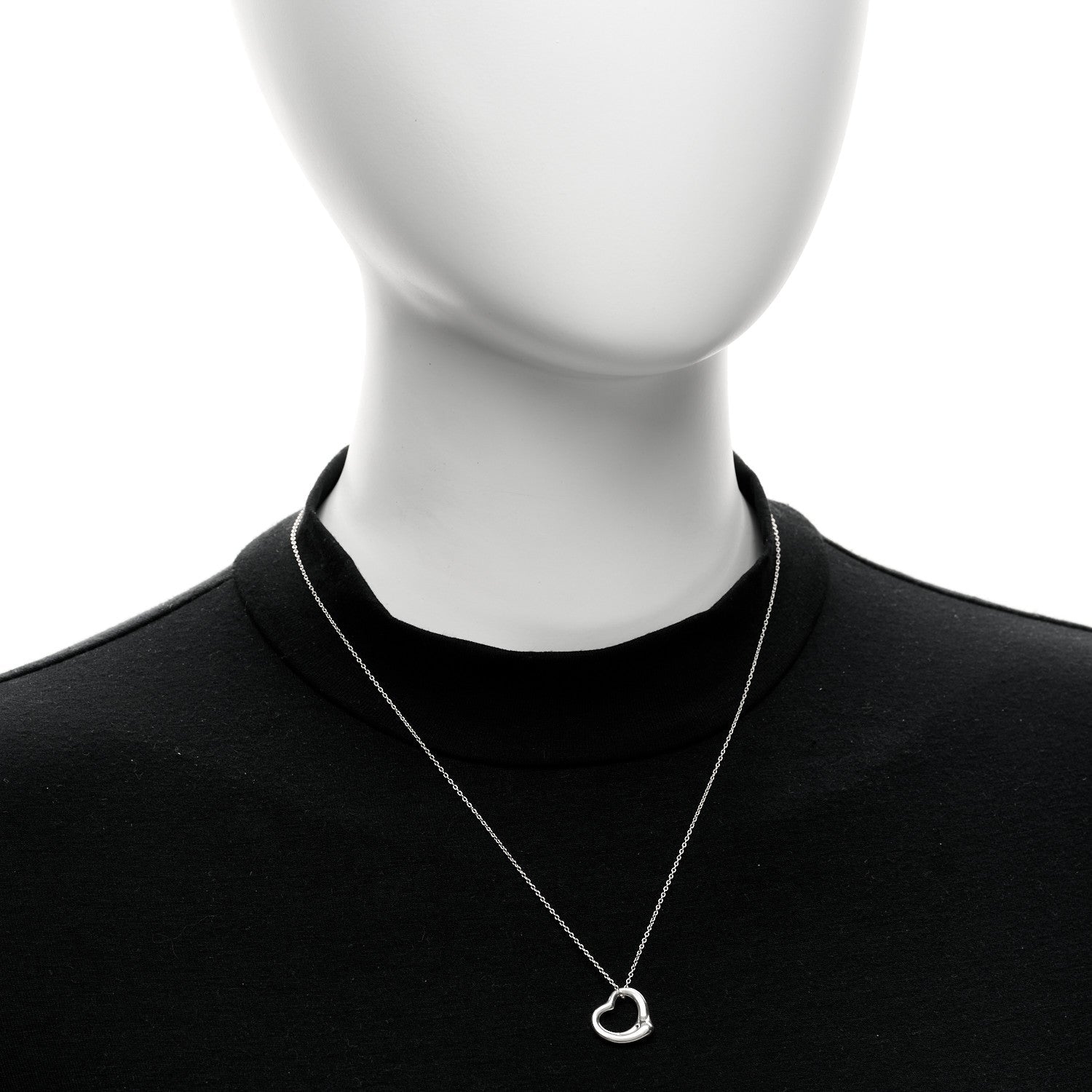 Tiffany Sterling Silver 16mm Elsa Peretti Open Heart Pendant Necklace 2 of 5