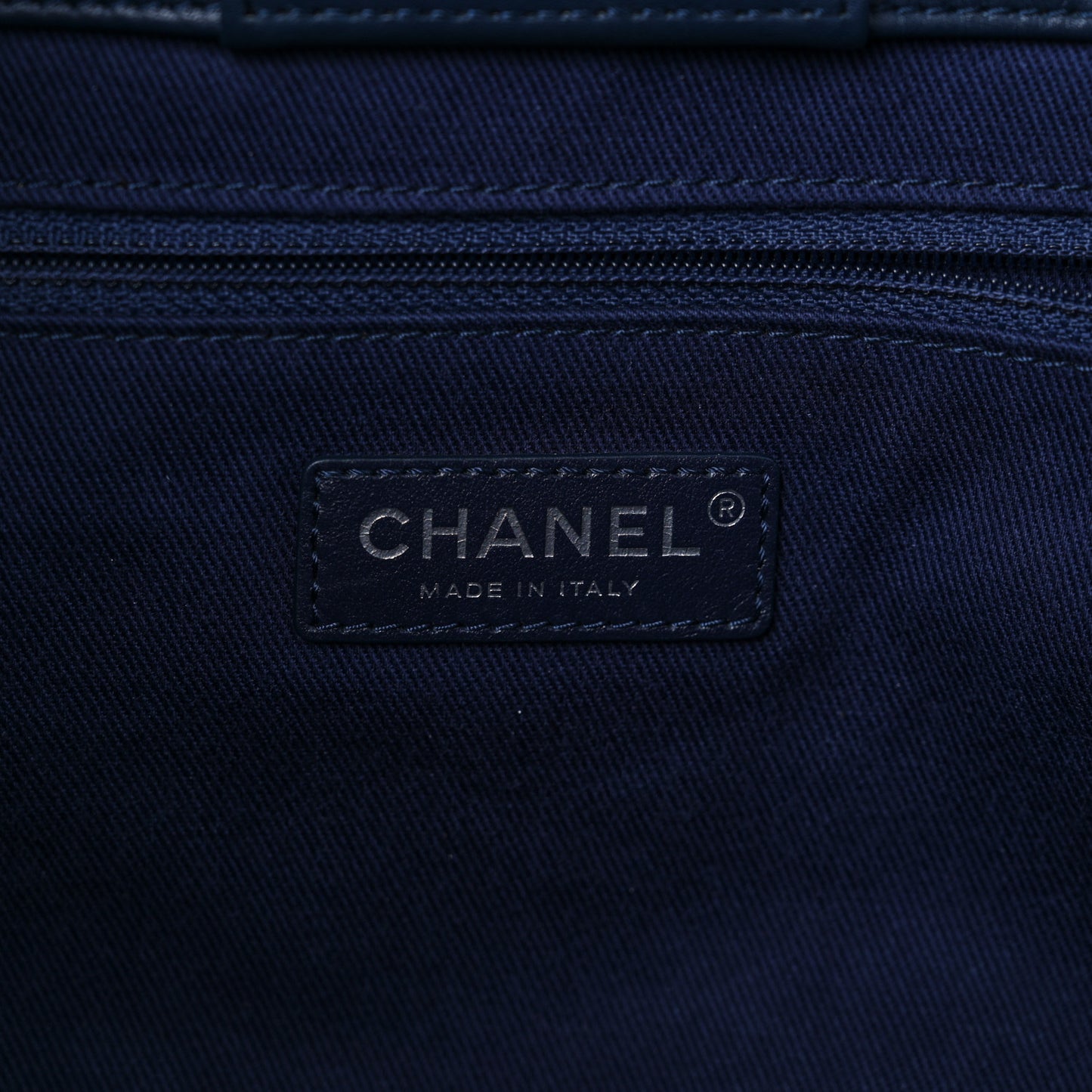 Denim Quilted Large Coco Handle Shopping Tote Blue