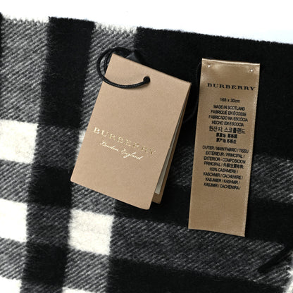 Burberry Cashmere Giant Check Fringe Scarf Black 2 of 4