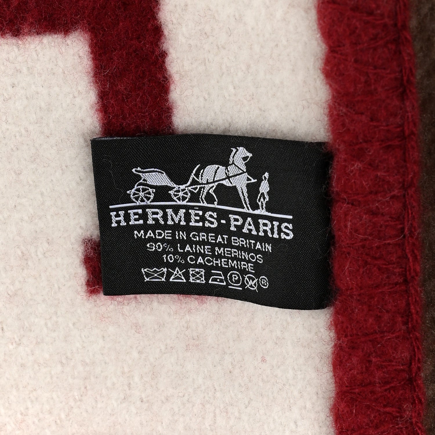 Hermes Wool Cashmere Avalon III Blanket Ecru Rouge H 3 of 3