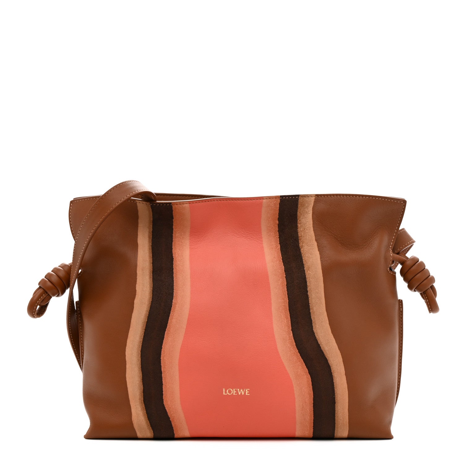 Loewe Nappa Calfskin Suede Medium Flamenco Landscape Knot Clutch Pecan Parrot Pink 1 of 10