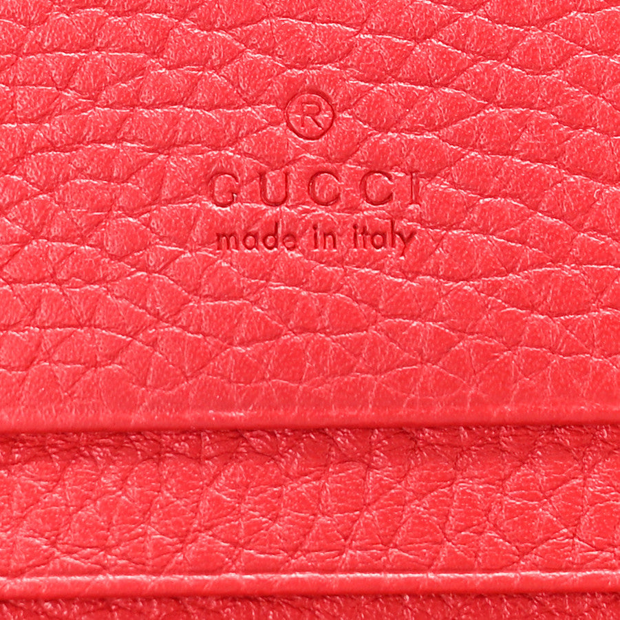 Pebbled Calfskin Animalier Card Case Red