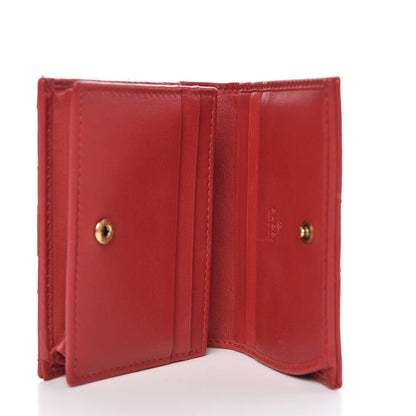 Gucci Calfskin Matelasse GG Marmont Card Case Wallet Hibiscus Red 5 of 8