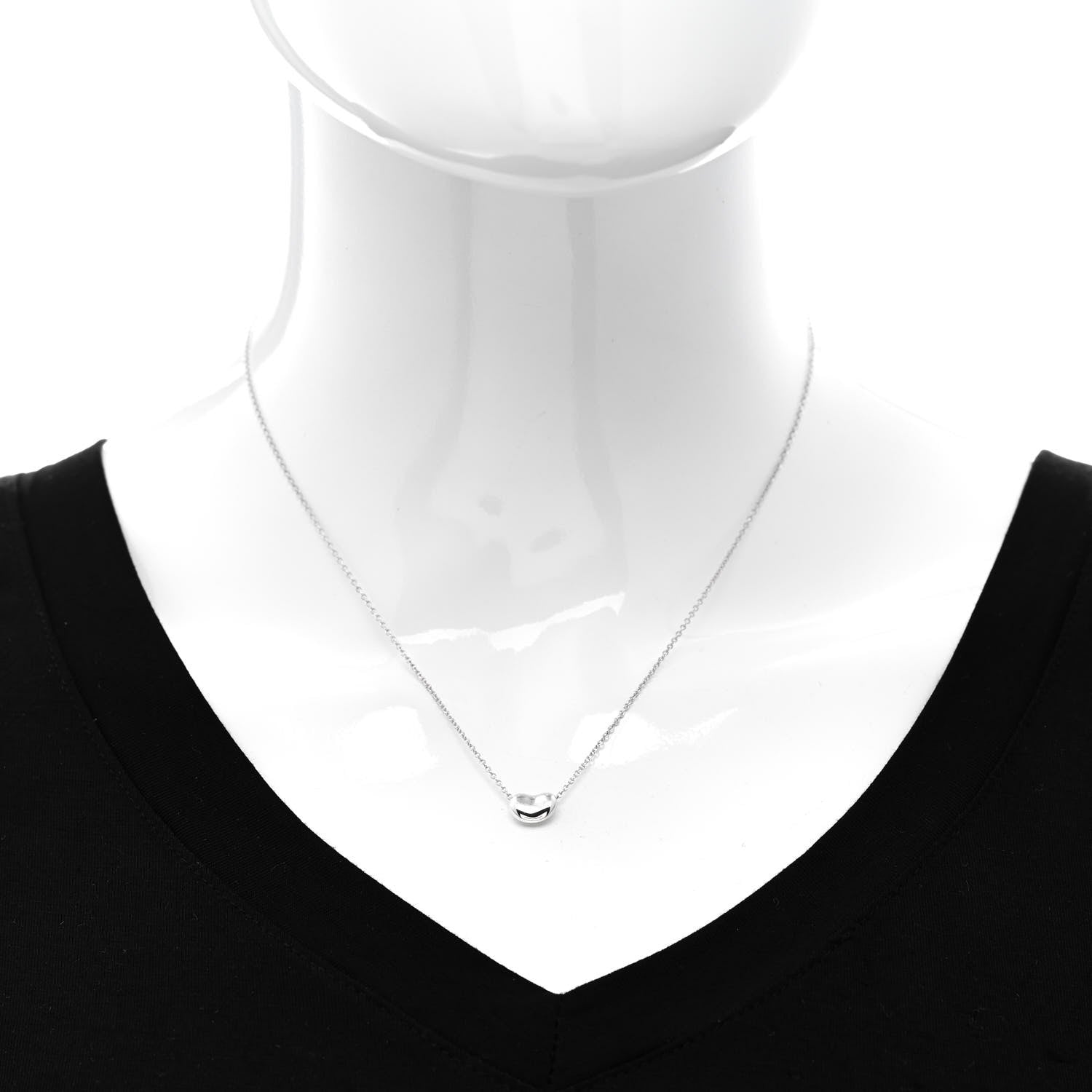 Tiffany Sterling Silver 9mm Elsa Peretti Bean Pendant Necklace 2 of 5