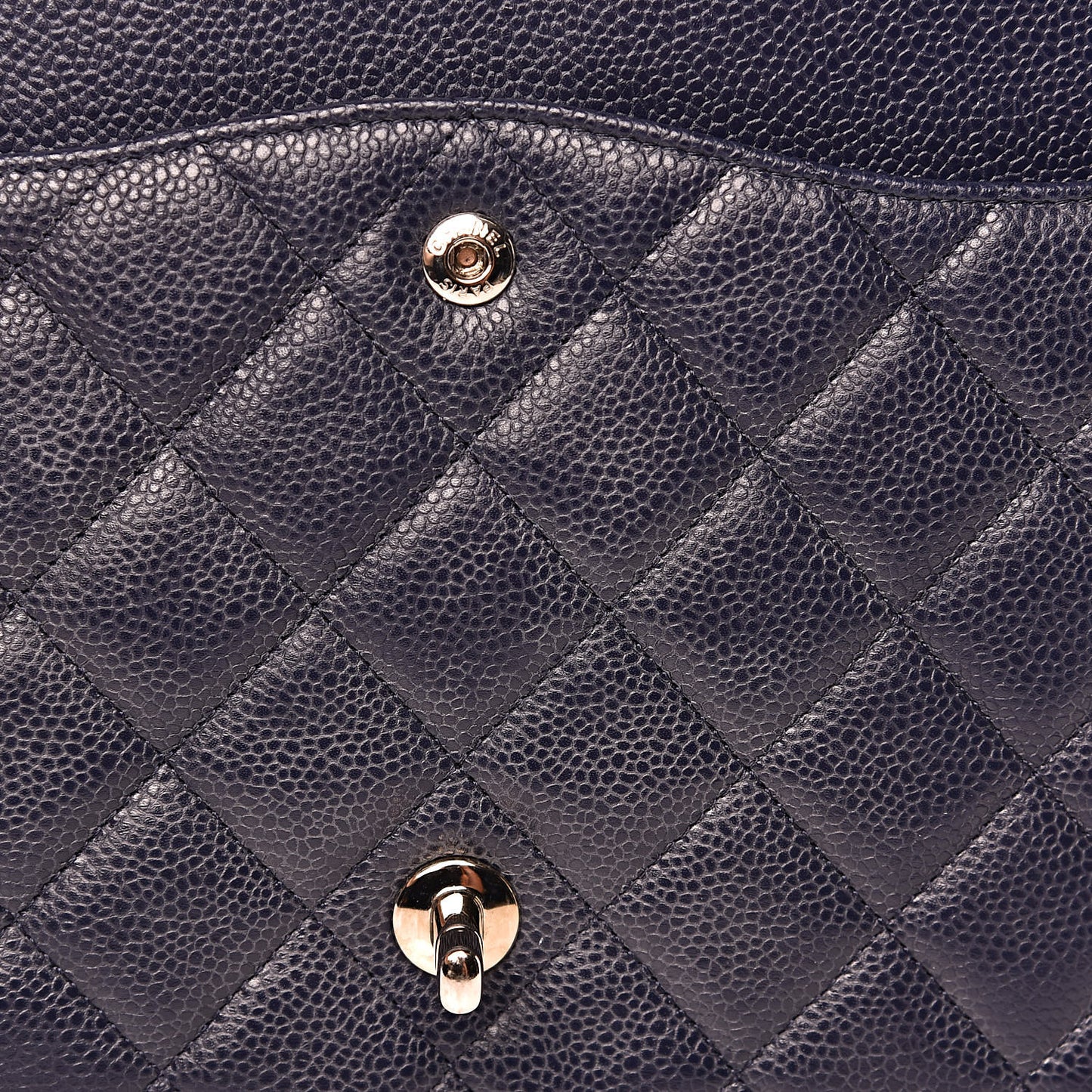Caviar Quilted Maxi Double Flap Navy Blue