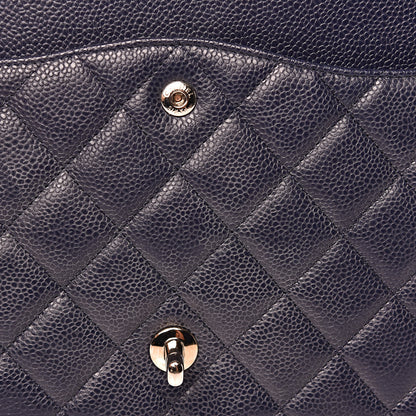 Chanel Caviar Quilted Maxi Double Flap Navy Blue 19 of 19
