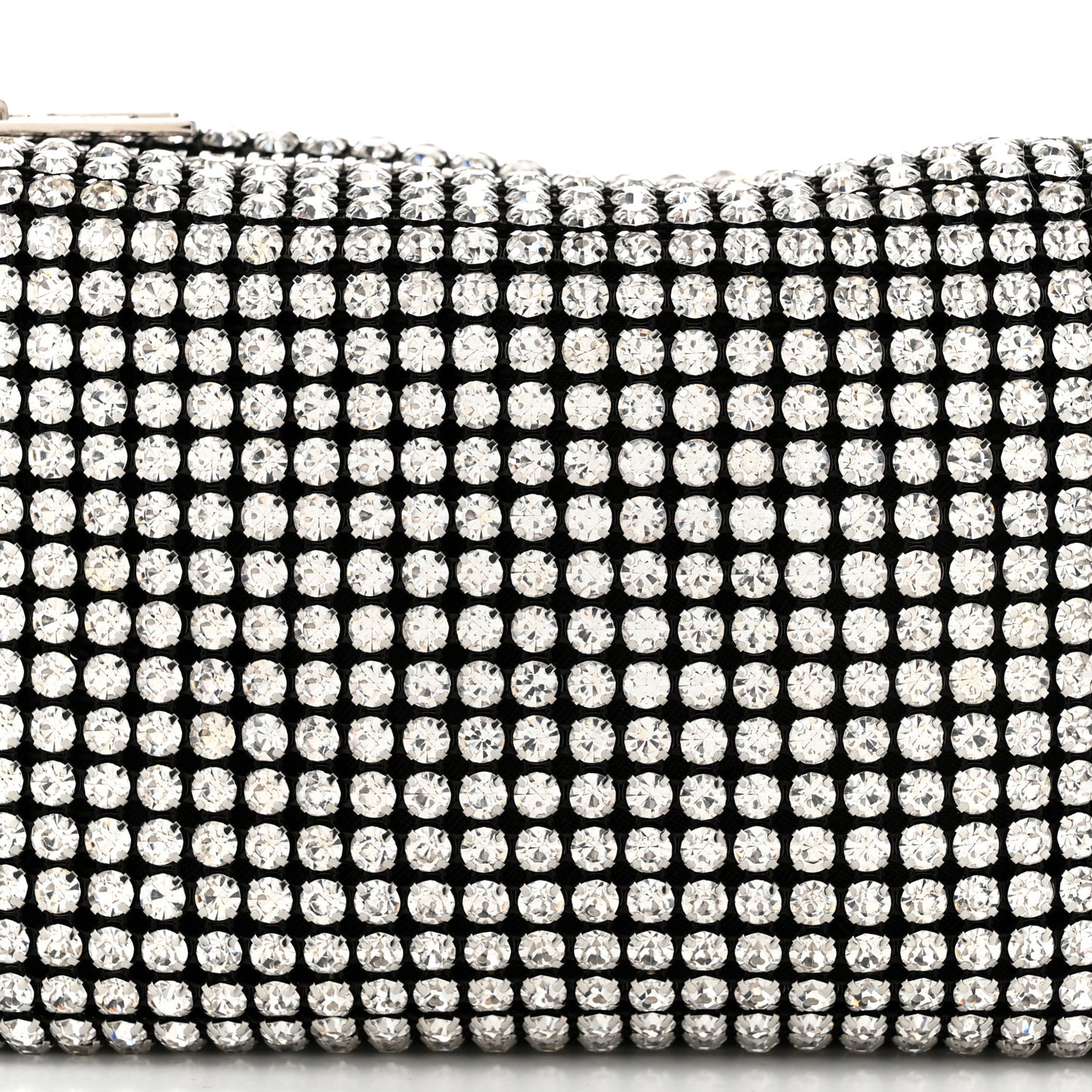 Mesh Crystal Rhinestone Mini Heiress Pouch Black Silver