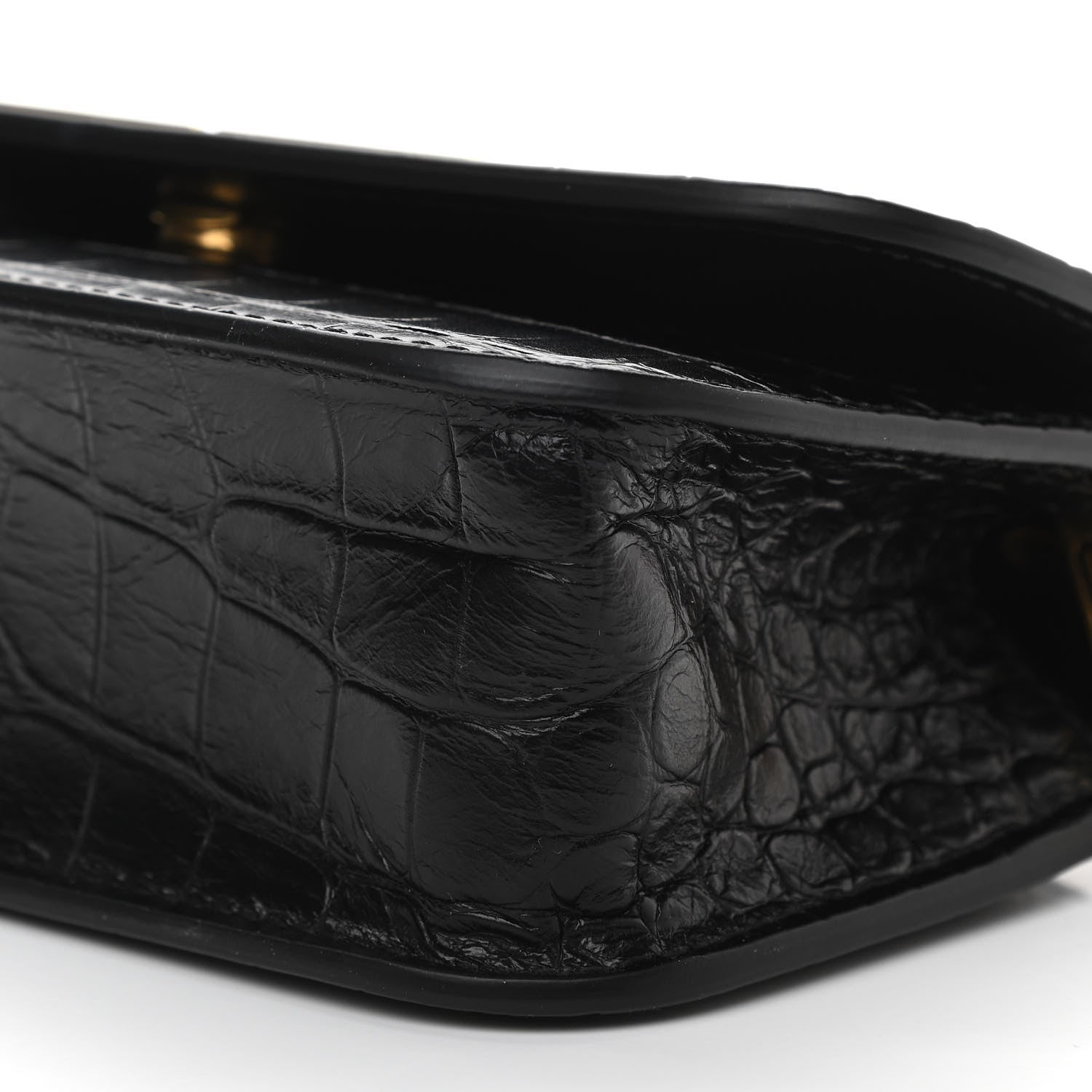 Balenciaga Extra Supple Calfskin Crocodile Embossed Gossip Wallet On Chain Black 9 of 9