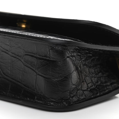 Balenciaga Extra Supple Calfskin Crocodile Embossed Gossip Wallet On Chain Black 9 of 9