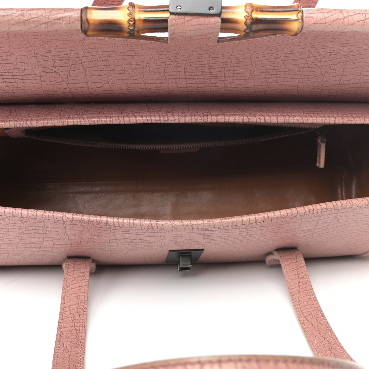 Gucci Calfskin Bamboo Bullet Satchel Carmine Rose 5 of 11
