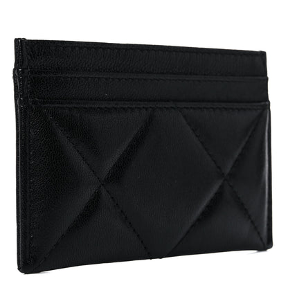 Chanel Shiny Goatskin Quilted Chanel 19 Card Holder Black 3 of 9